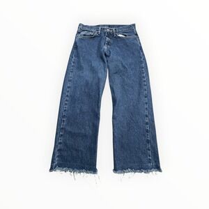 Wrangler Jeans Mens 32 Blue Relaxed Fit Raw Hem Distressed 9760WDR Denim Pants